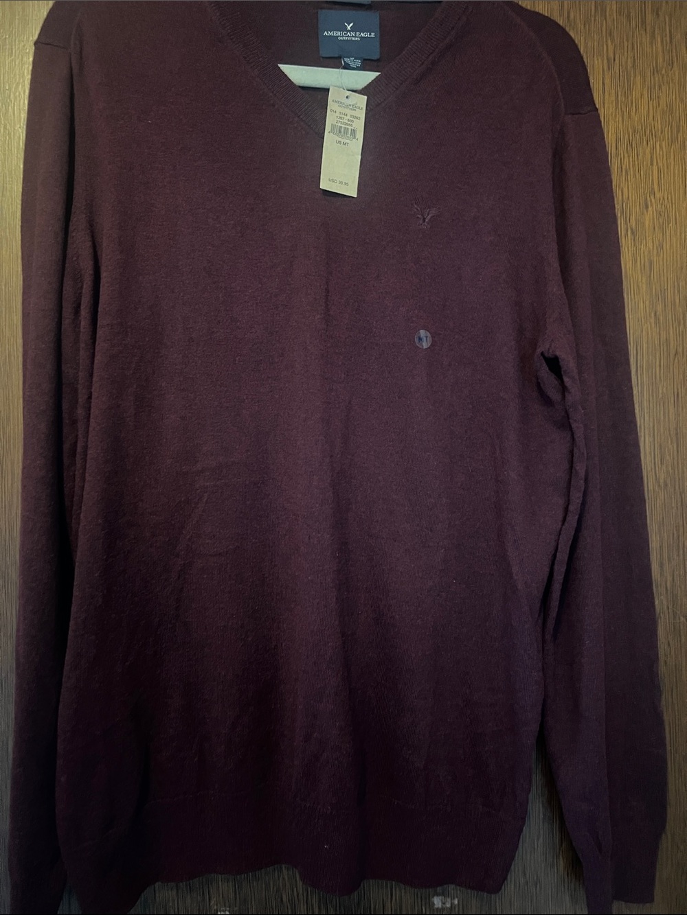 American Eagle Outfitters Maroon V-Neck Sweater